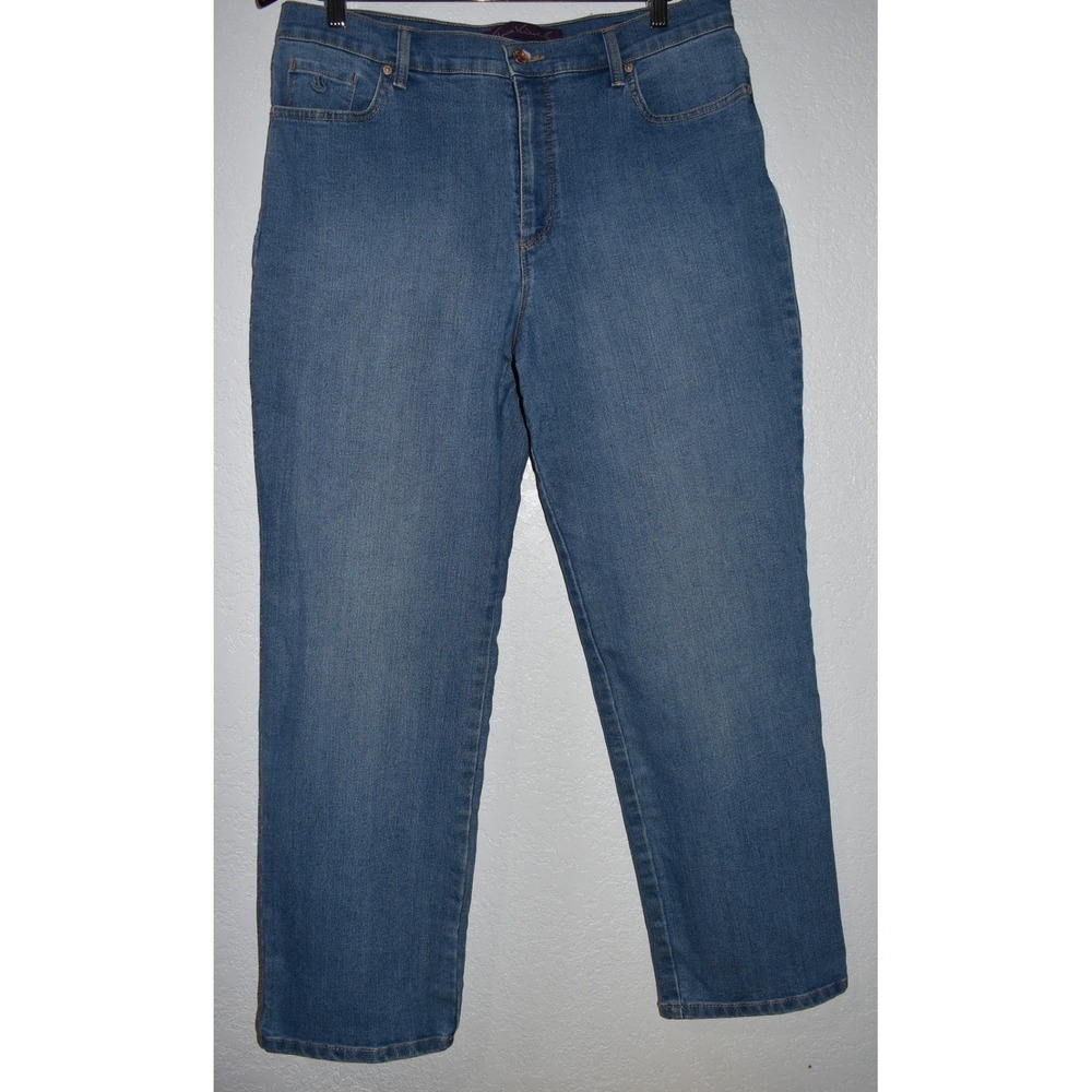 Gloria Vanderbilt Amanda Jeans 14 Blue Comfy Stretch Denim Straight Leg 28.5 Ins